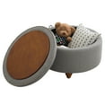 thumbnail image 3 of 30'' Round Ottoman with Storage, Modern Tufted Fabric Storage Ottoman with Removable Top for Living Room, Bedroom, Light Gray, 3 of 9