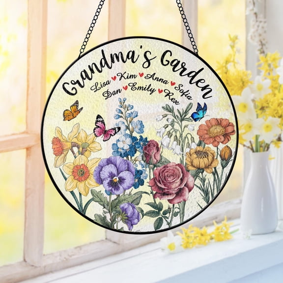 Personalized You Hold Our Hands Grandma Suncatcher, Holding Nana's Hand Suncatcher, Grandma Gifts With Names, Suncatcher For Grandma Mom