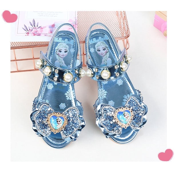 Novedad de verano de Disney, sandalias planas para niñas, zapatos de princesa para niños, zapatos de boca de pez, zapatos de cristal antideslizantes de fondo suave, plantilla de 32 cm de 20,5 CM Gao Jinjia LED