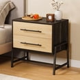 thumbnail image 1 of BeesClover Nightstand with Drawers Light Wood Bedside Table, Wide Side Table with Metal Legs, Modern Night Stand Mid Century Modern Bed Side Tables for Bedroom Living Room, 1 of 6