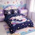 thumbnail image 2 of Manfei Funny Axolotl 7-Piece Twin Bedding,Kawaii Ocean Animal Bedding Comforter Set,Navy Blue Reversible, 2 of 7