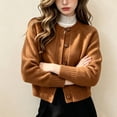 thumbnail image 2 of Enjoytime Cardigan Sweaters for Women Crew Neck Button Down Knit Cropped Cardigans Work Casual Trendy Fall Winter Clothes, 2 of 5