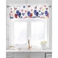 thumbnail image 2 of 4th of July Linen Curtain Valance for Bedroom/Bathroom/Kitchen/Office/Living/Dining Room Window,Independence Day Stripes Star White Rod Pocket Topper Decorative Cafe Drapes Panel 42"x18", 2 of 6