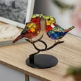 thumbnail image 5 of Stained Metal 2 Birds On Branch Desktop Ornaments, Metal Flat Double Sided Colorful Birds Tabletop Decorations, Multicolor Hummingbird Craft Statue Bird Figurines Gifts for Bird Lovers, 5 of 8