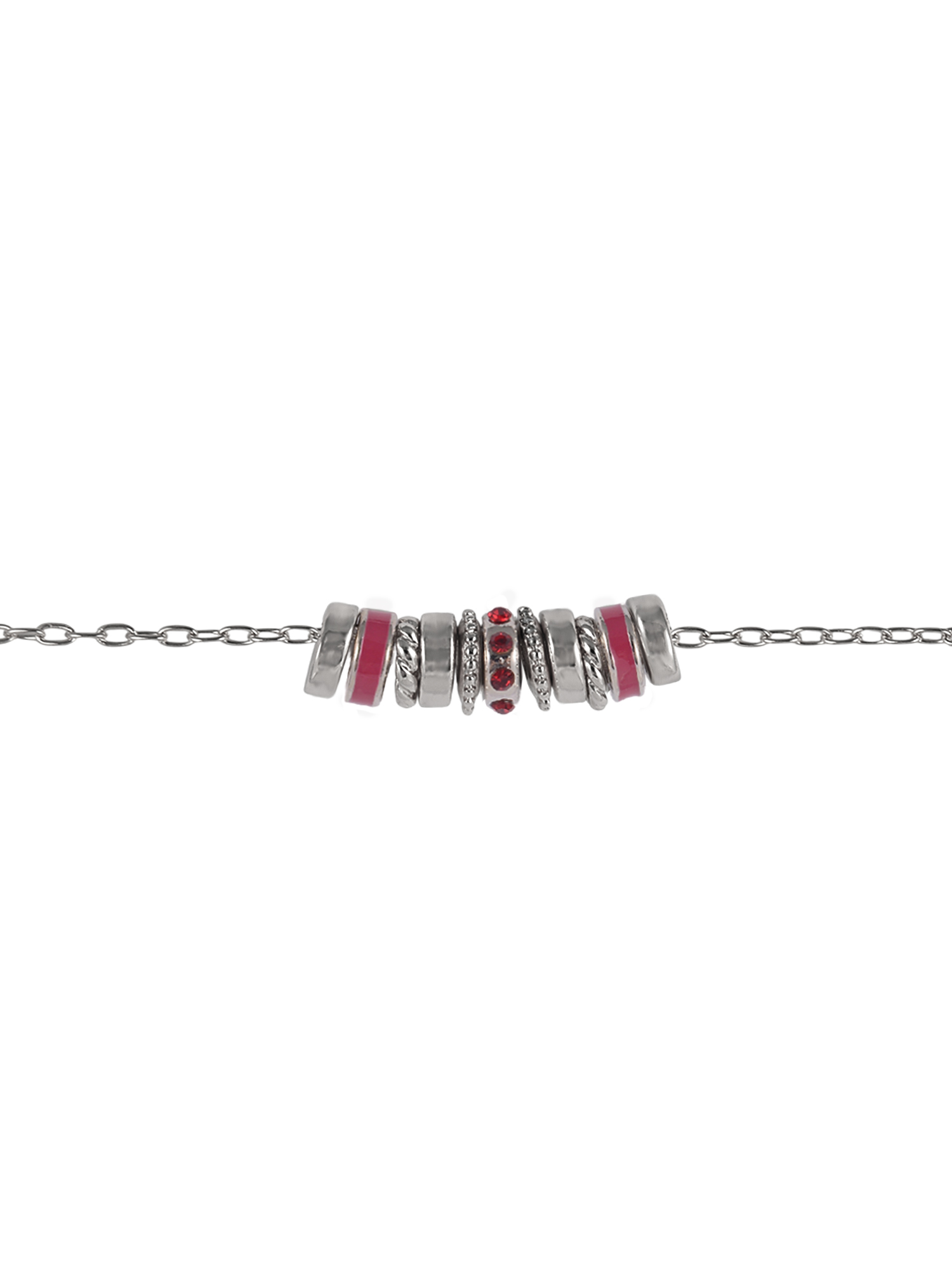 Time and Tru Silvertone Chain with Ruby Birthstone "July" Necklace