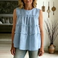thumbnail image 6 of SwiftWear Women's Cute Ruffle Tank Top Crew Neck Cotton Linen Blend Summer Loose Sleeveless Top Casual Flowy Shirts, 6 of 6