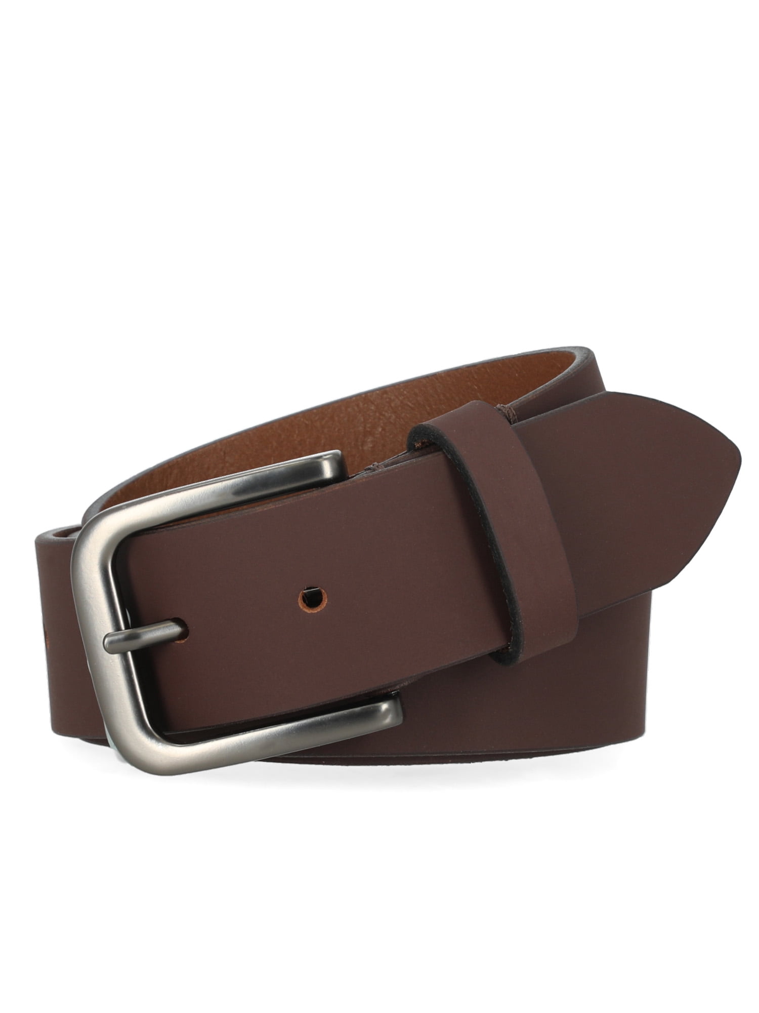 George Men's 38MM Classic Leather Casual Brown Belt Made Domestically