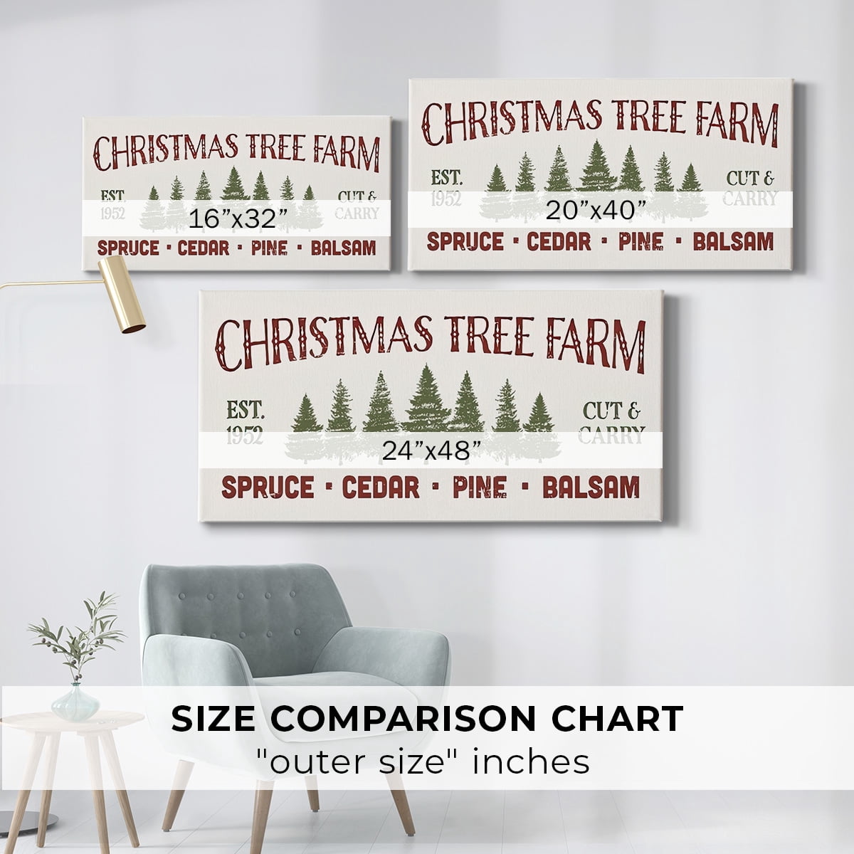 Christmas Farm Sign Collection D- Gallery Wrapped Canvas