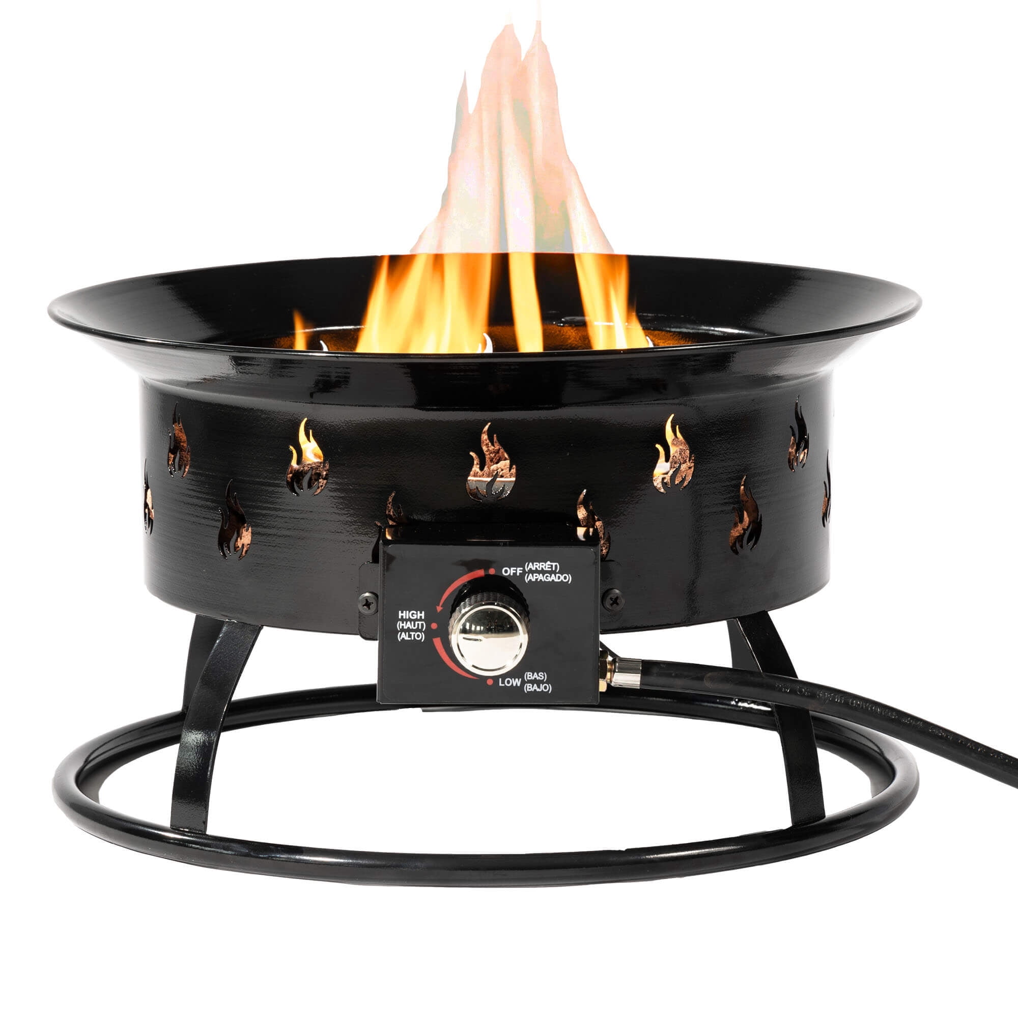 19'' Round Portable Propane Outdoor Camping  Fire Pit with Lockable Cover Lid as Handle