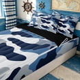 thumbnail image 3 of Erosebridal Modern Camouflage Zipper Queen Comforter Set with Fitted Sheet and 2 Pillowcases for Boys Men, Navy Abstract Camo Print Zipper Bedding Set, Black Reversible, 4pcs, 3 of 7