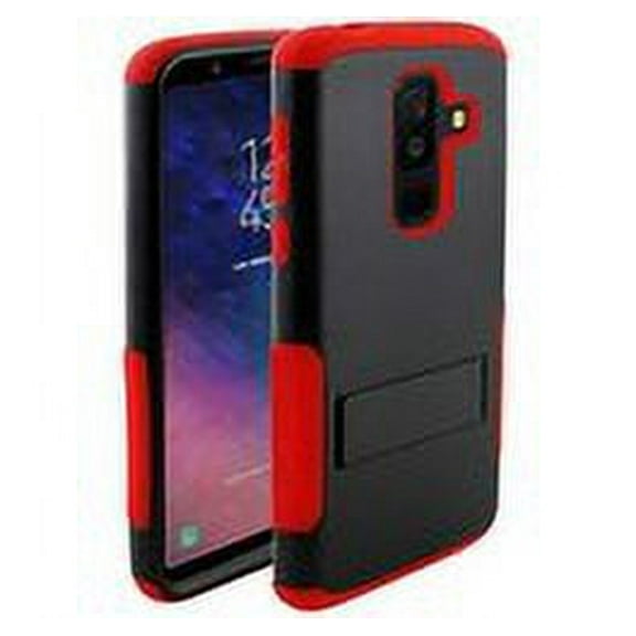 GSA Snap-on Rugged Hybrid Case w/Kickstand for Samsung Galaxy A6 - Black/Red