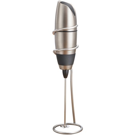 BonJour Coffee Hand-Held Battery-Operated Beverage Whisk / Milk Frother, Stainless Steel, Caf; Latte
