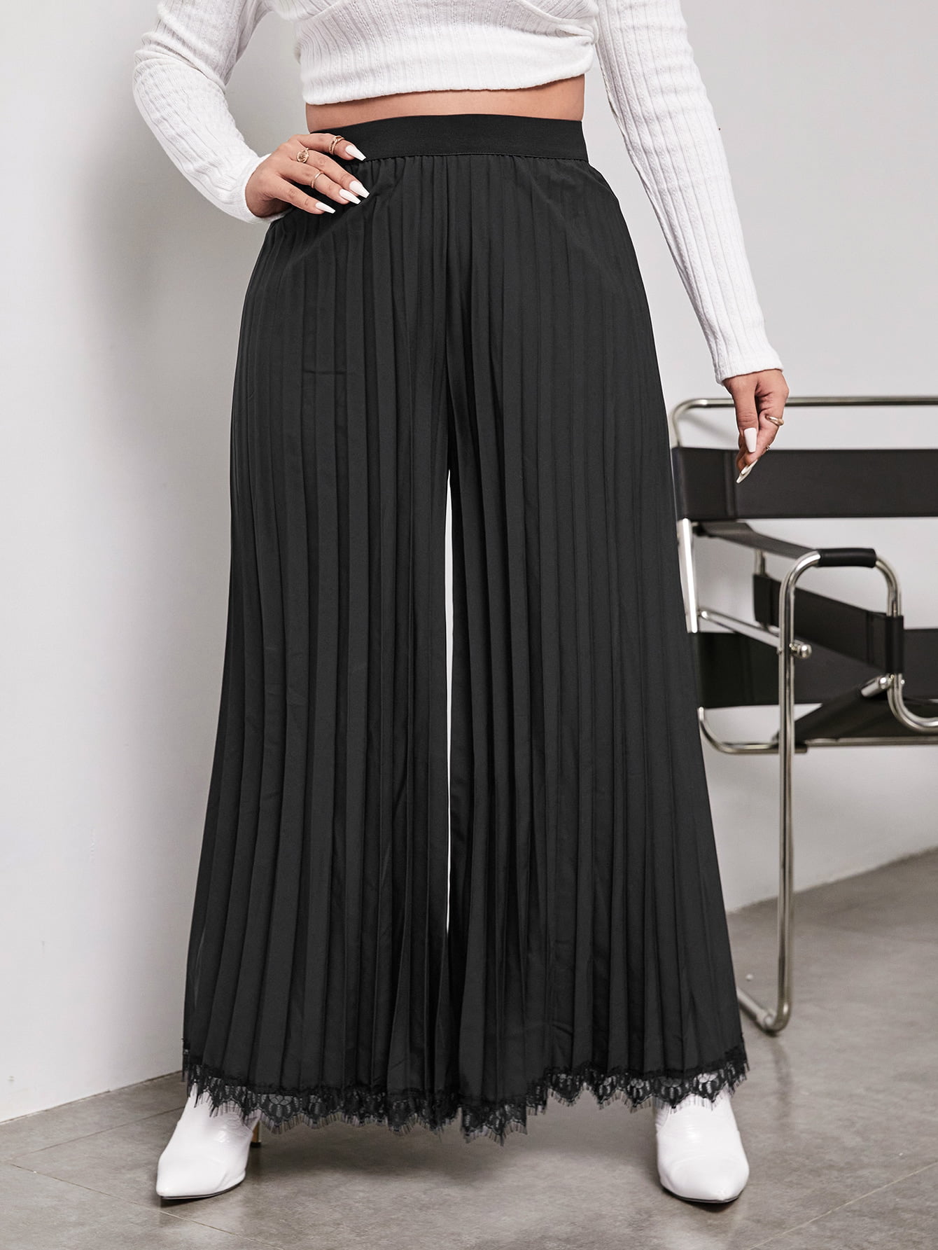 Womens Crepe Full Length Pleated palazzo Ladies Fancy Party Wear Belted Trousers 