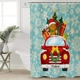 thumbnail image 4 of Christmas Shower Curtain Red Truck With Gingerbread Man Xmas Tree Christmas Shower Curtains for Bathroom Decor Snowflake Blue For Christmas Decoration Bath Curtains Sets with Hooks Extra Long 84"x72", 4 of 6