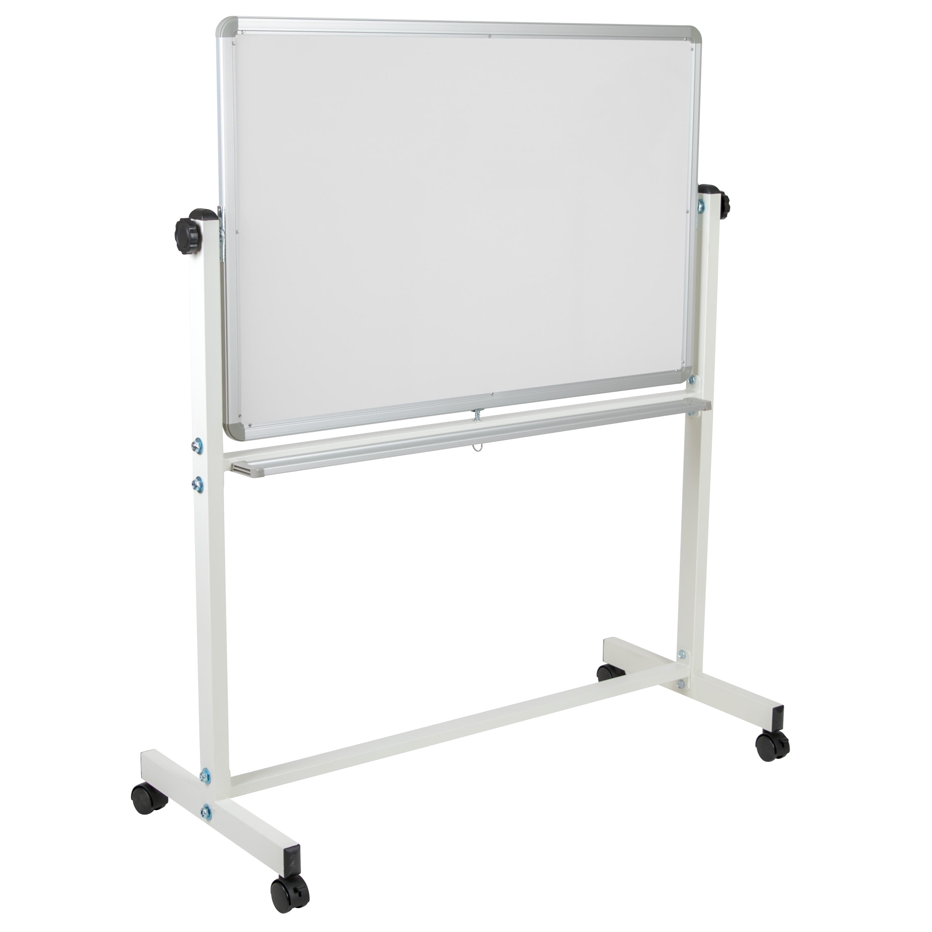 Emma + Oliver Double-Sided Mobile White Board with Pen Tray, 45.25"W x 54.75"H