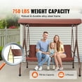 thumbnail image 2 of Skyshalo Alloy Steel Chair Porch Swing with Adjustable Sunshade, Brown, 2 of 9
