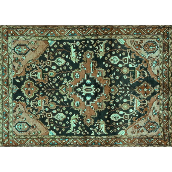 Ahgly Company Indoor Rectangle Persian Turquoise Blue Traditional Area Rugs, 5' x 7'