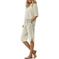 thumbnail image 6 of Bzhegqhd Women's Summer Cotton and Linen Shorts Pants Short Sleeve Shirt Set Casual Two-Piece Suit Short Sleeve V-Neck Top/Shirt Set, 6 of 8