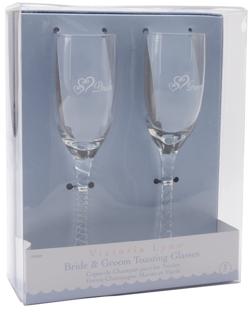 Bride Groom Twisted Champagne Glasses Darice V35922 2Pack