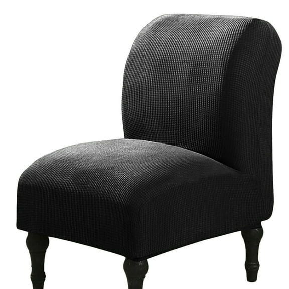 Armless Accent Slipper Chair Cover Slipcover, Slipper Chair Jacquard Fabric Stretch Spandex Removable for Armless Chair Furniture Protector Covers for Living Dining Room (Black)