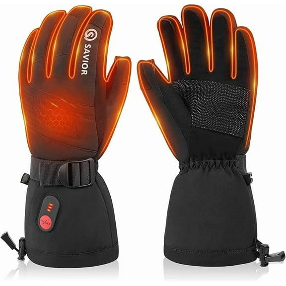 SAVIOR HEAT Heated Gloves for Men & Women - 3 Heat Levels, Rechargeable 7.4V 2200mAh, Touchscreen Water-Resistant, Ideal for Skiing, Snowboarding, Hiking, Outdoor Work