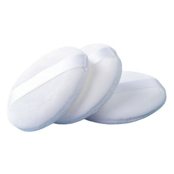 Almohadillas para maquillaje en polvo, esponja para polvo de algodón, redonda, esponjosa, para base en polvo suelto, 6,2 cm, 5 uds. (blanco)