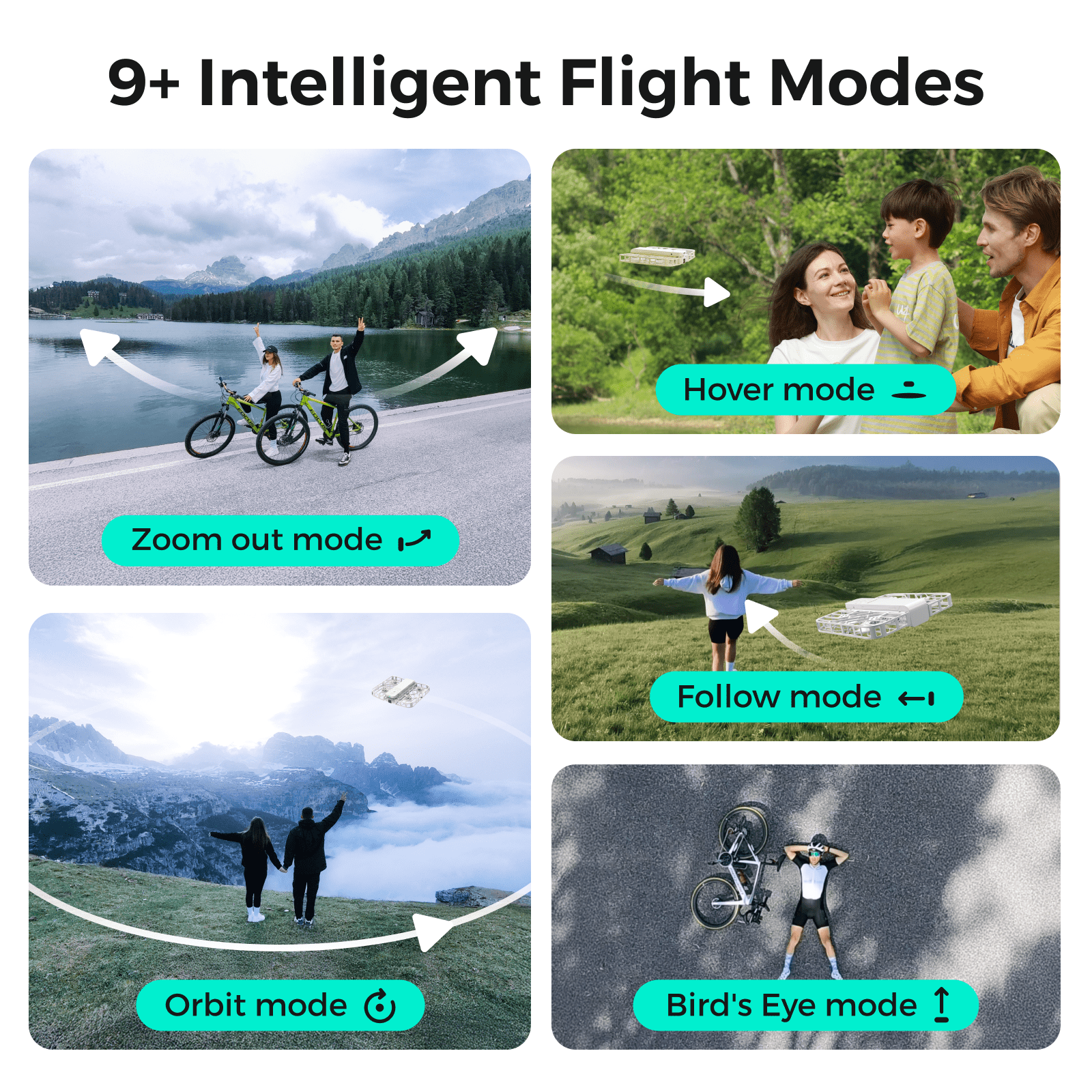 HOVERAir X1 Self Flying Camera Foldable Pocket Drone with Palm Takeoff White (Exclusive Combo)