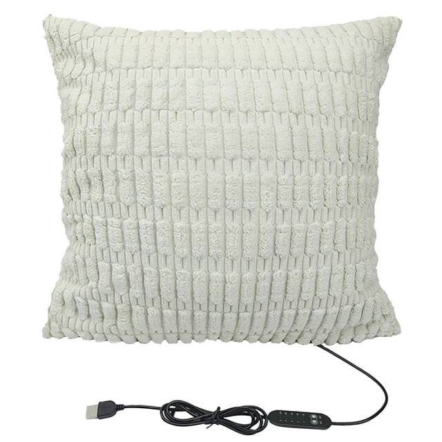 Wdhugt Usb Electric Pillow Cushion Cover 5 Gear Temperature Control Timing Office Warm Body Pillow Case Beige Cotton A