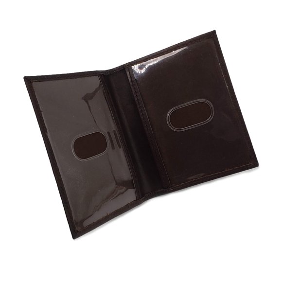 Cartera con 2 carteras de piel, doble carné, color marrón, 10 x 8 cm