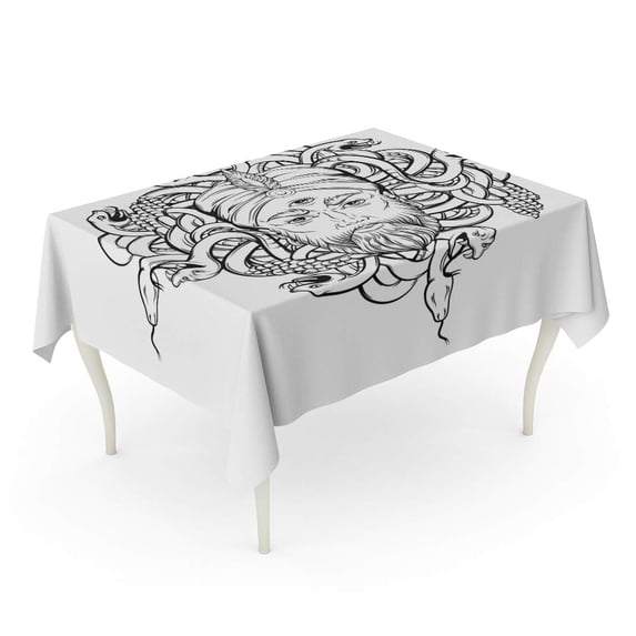 LADDKE Fortune Teller with Three Eyes and Bunch Snakes Hand Sketched Creative Tablecloth Table Desk Cover Home Party Decor 60x120 inch