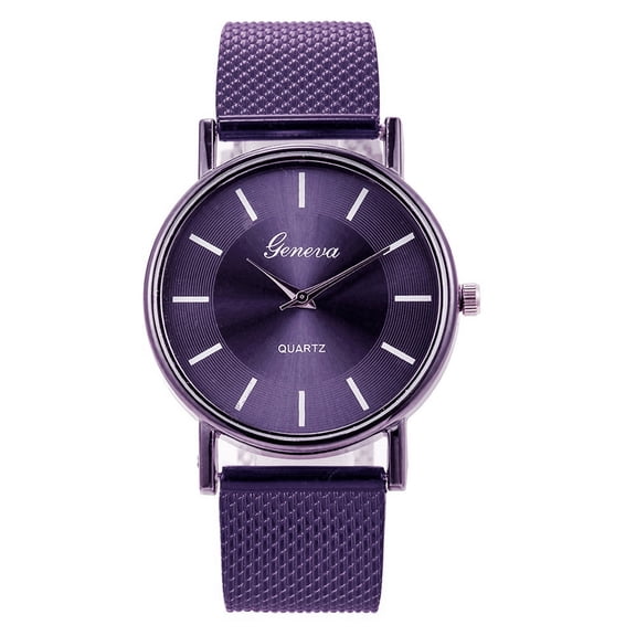 Quartz Watch Women's Purple Mesh Strap Minimalist Dial Elegant Fashion Luxury Timepiece for Daily Wear