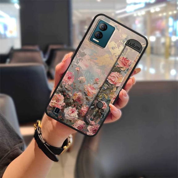 LYM-Phone Case For BLU View Speed 5G/B1550VL, Kickstand Soft case mature Wrist Strap Sleeve Dirt-resistant Wristband Painting Cell phone cover Silicone Durable Plain color Anti-knock