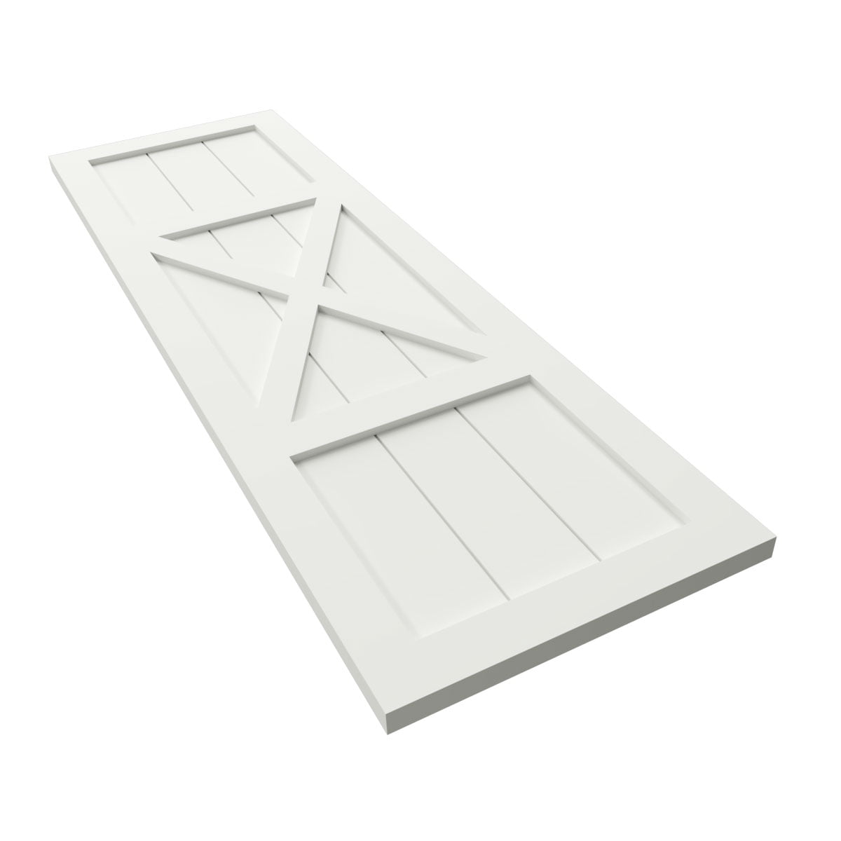 Ekena Millwork 18"W x 31"H True Fit PVC Center X-Board Farmhouse Fixed Mount Shutters, Unfinished (Per Pair - Hardware Not Included)