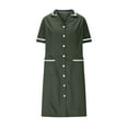 thumbnail image 4 of Abomasnow Scrubs Dress for Women Short Sleeve Lapel Neck Work Uniform Button Down Open Front Nursing Workwear with Pockets, 4 of 6