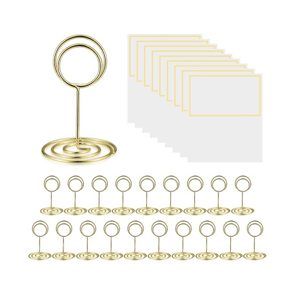 20 Pcs Place Card Holders, Table Number Holders, Table Card Holders, Gold Metal Wire Picture/Photo/Menu/Memo/Notes