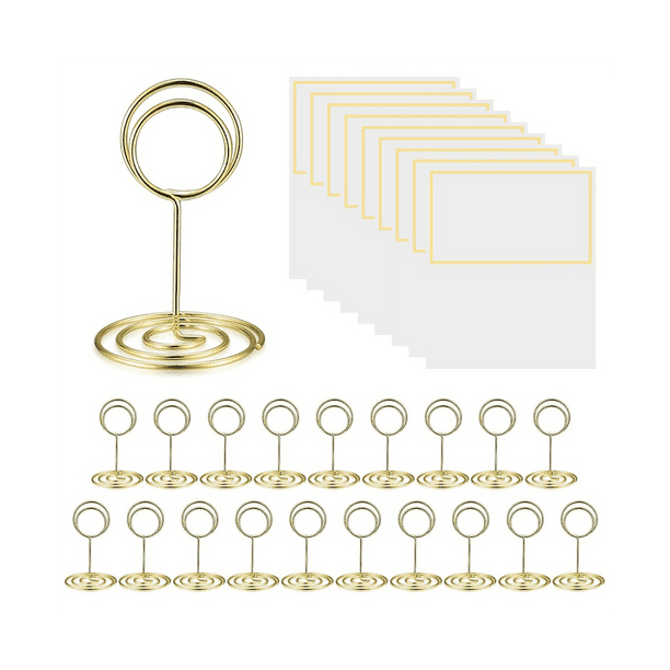 Winyuyby 20 Pcs Place Card Holders, Table Number Holders, Table Card Holders, Gold Metal Wire