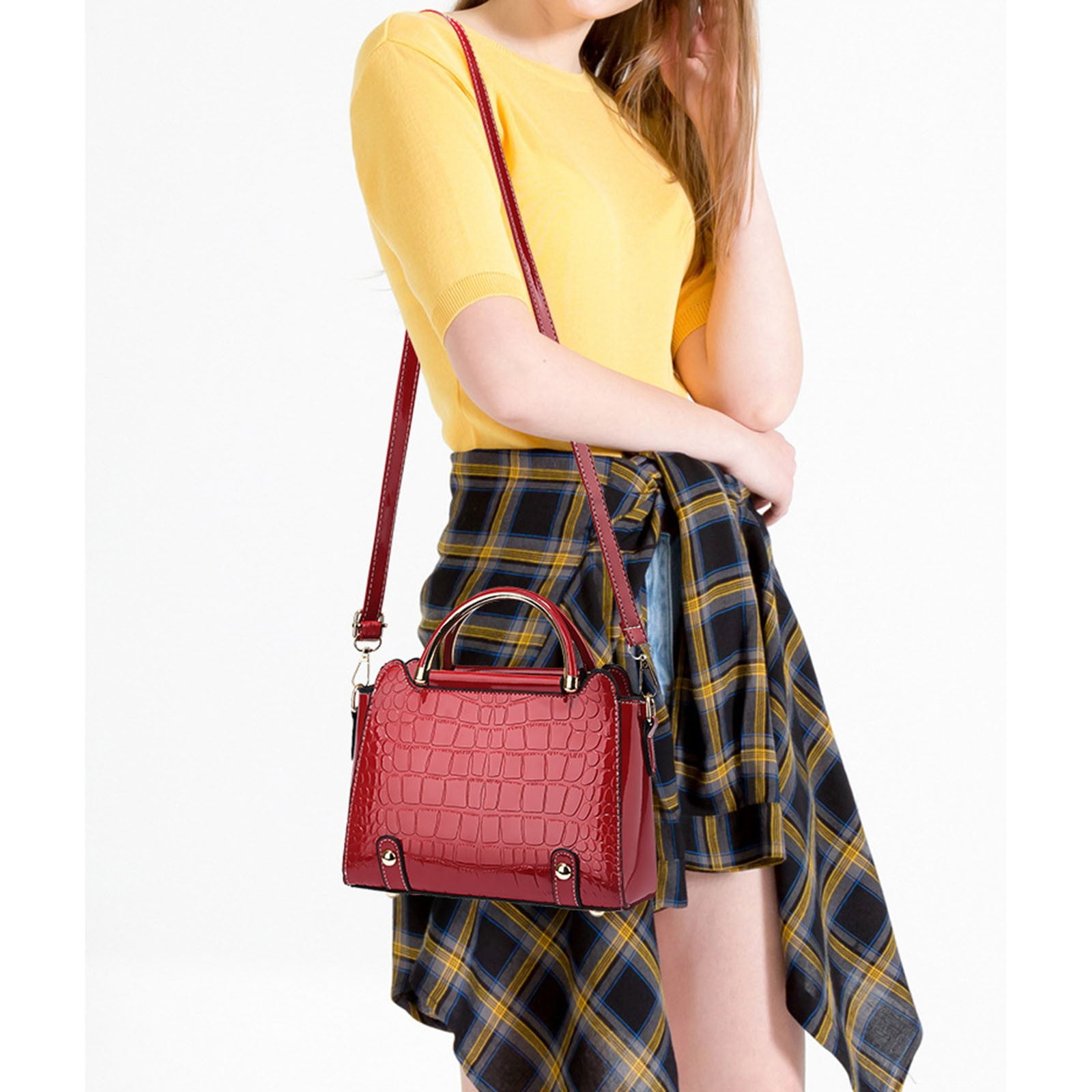 LONGshukeji Crocodile Crossbody Shoulder Bags for Women, Trendy Purse for Phone, Womens Top Handle Clutches Handbags