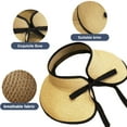 thumbnail image 3 of Sombreros de visera para mujer, sombrero de playa de paja plegable con cola de caballo de verano para mujer, 3 of 5