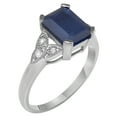 thumbnail image 2 of 10k White Gold Vintage Style Genuine Emerald-Cut Sapphire and Diamond Ring, 2 of 5