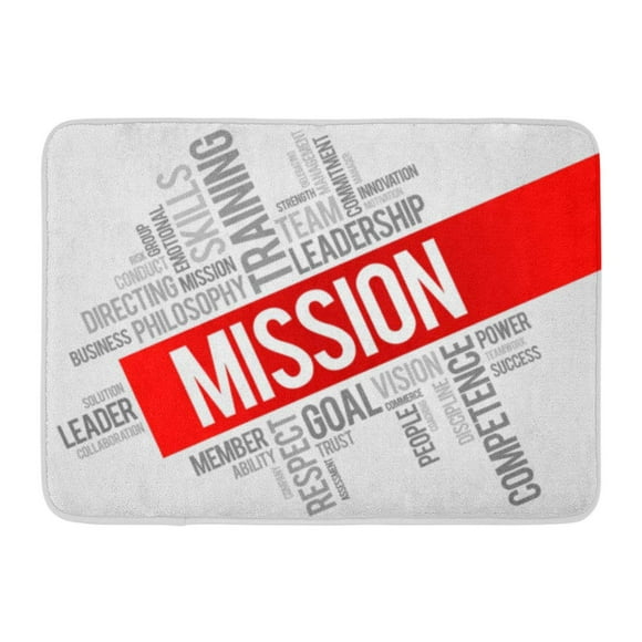 YUSDECOR Corporate White Statement Mission Word Cloud Concept Vision Achieve Rug Doormat Bath Mat 23.6x15.7 inch