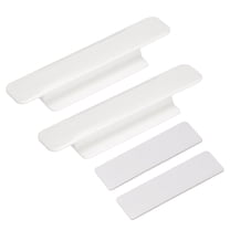 Uxcell 2Pack Self Stick Handles, White Plastic Self Adhesive Instant Drawer Pulls for Dresser(110mm/4.33" Length)