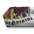 thumbnail image 2 of Opera Soft Flannel Fleece Throw Blanket, Cartoon Musical Instruments with Piano Guitar Saxophone Violin Print, Cozy Plush for Indoor and Outdoor Use, 50" x 60", Dark Mauve Multicolor, by Ambesonne, 2 of 5
