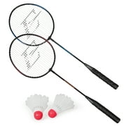 EastPoint Sports 2 Player Badminton Racket Set; Contains 2 Rackets with Tempered Steel Shafts, Comfort Handles and 2 Durable, White Shuttlecock Birdies
