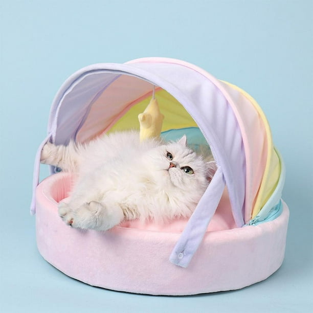 Rainbow Cat Bed, for Indoor Cats, Cubby Cat Bed Cat Tent Felt Caves