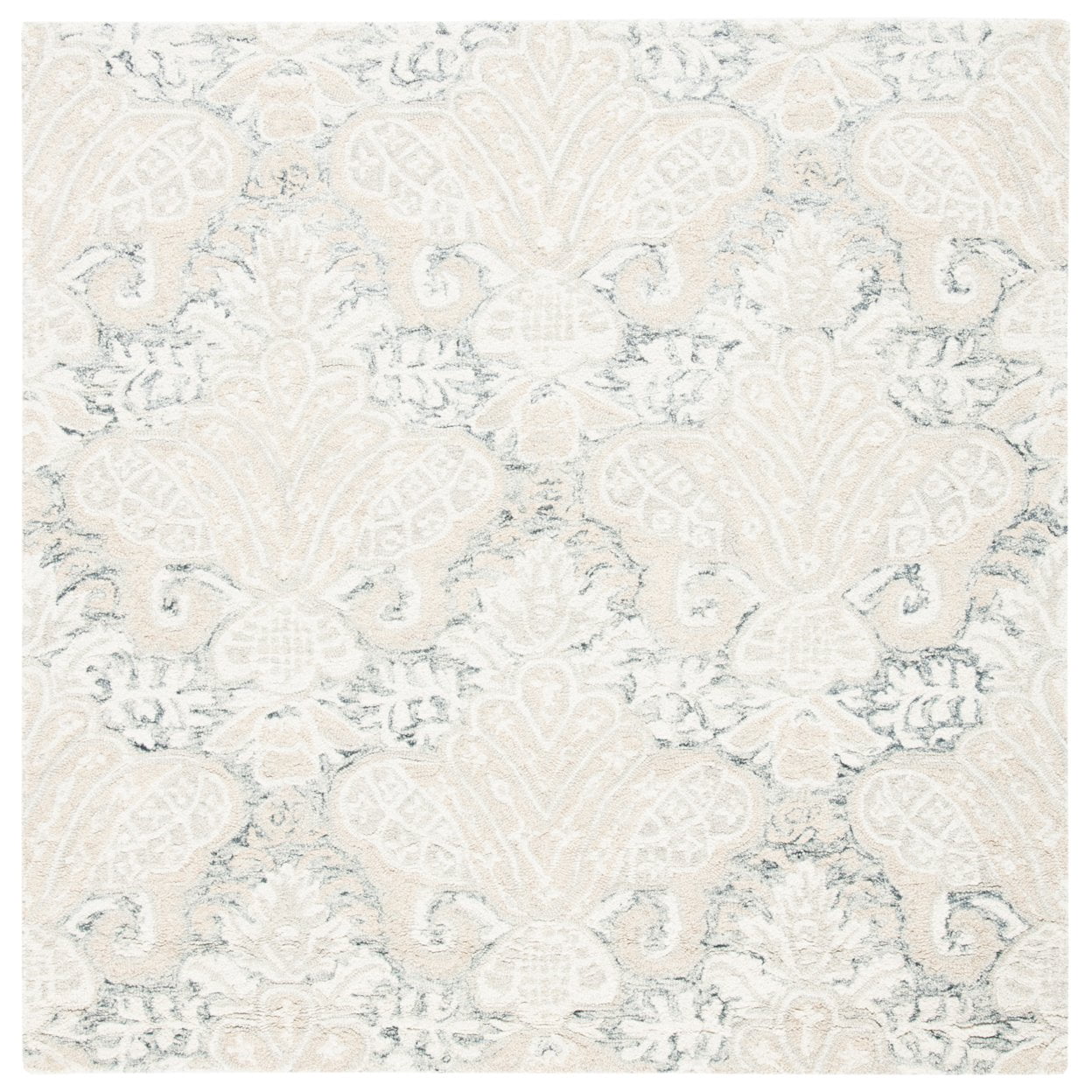 SAFAVIEH Micro-Loop Deziree Floral Runner Rug, Charcoal/Ivory, 2'3" x 5'