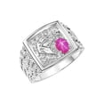 thumbnail image 3 of RYLOS Men's Rings 14K White Gold Rings Lucky Nugget Horse Head 6X4MM Oval Gemstone & Diamond Ring Star Ruby July Birthstone Rings For Men Size 11, 3 of 7
