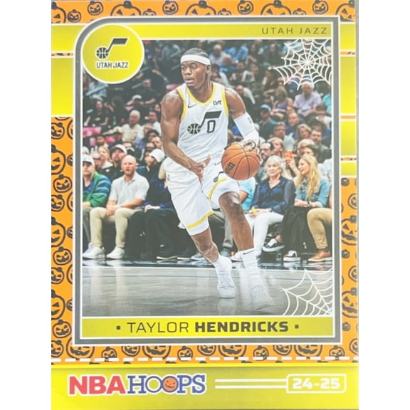 2025 Panini NBA Hoops Haunted Hoops Orange Pumpkin Taylor Hendricks #87 Utah Jazz Basketball Card