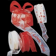 Angle View: White "I Love You" Craft Ribbon 2" x 27 Yards