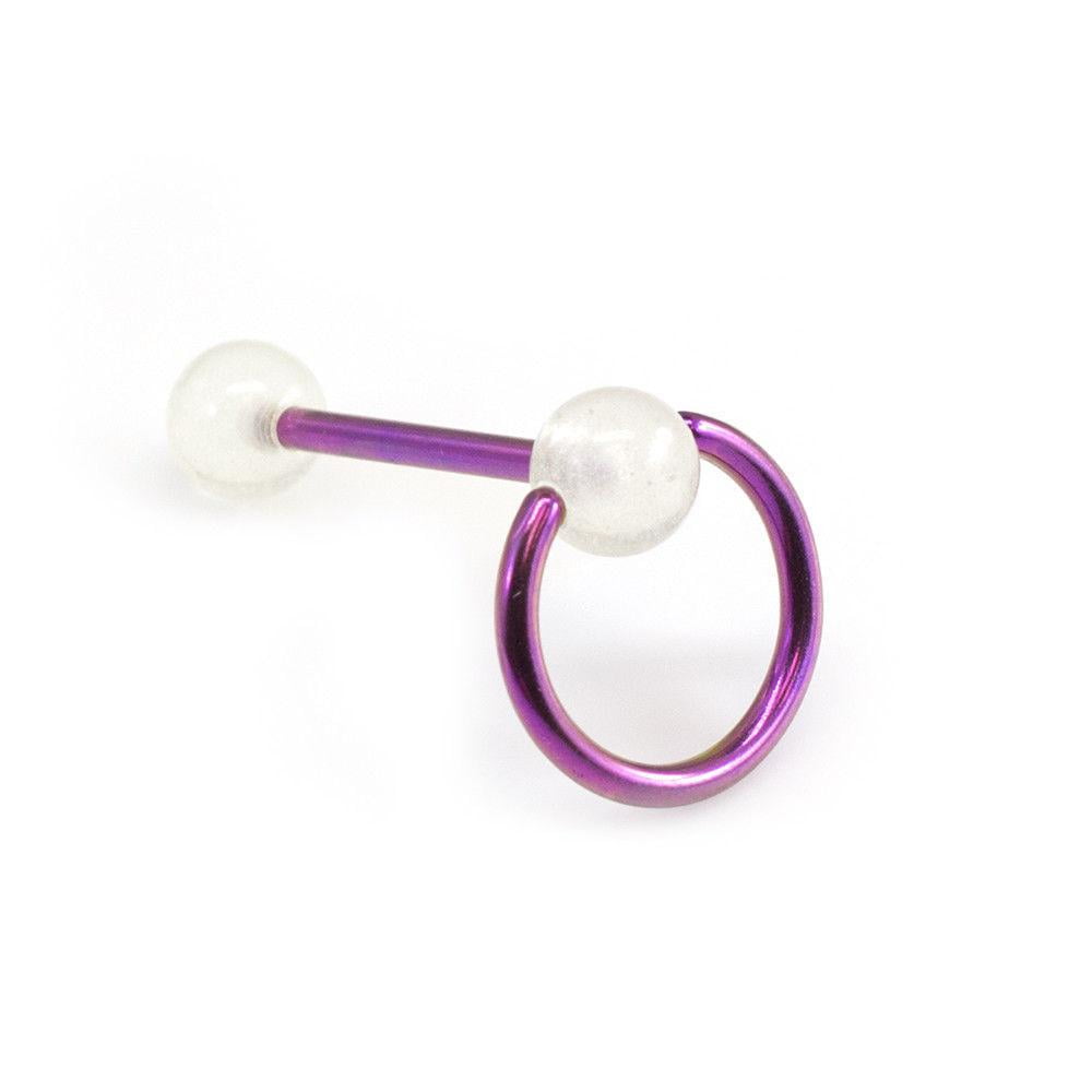 Eg Gifts Door Knocker Tongue Ring 14g 5 18 Anodized Titanium Withe Glow Balls Walmart Com Walmart Com