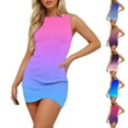 thumbnail image 6 of Lovskoo Womens T Shirt Short Mini Dress Gradient Color Summer Dress Scoop Neck Sleeveless Tank Dresses Basic Bodycon Mini Dress White, 6 of 6